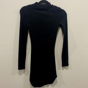 Black long sleeve mini sweater dress